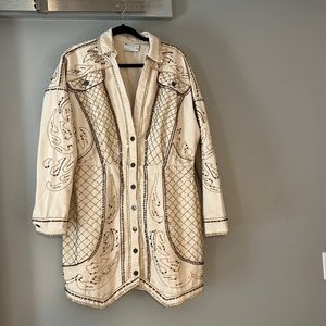 Beaded Cowgirl Theme Cream denim dress